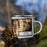 Right View Custom Bishop California Map Enamel Mug in Ember on Grass With Trees in Background