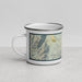 Left View Custom Bishop California Map Enamel Mug in Woodblock