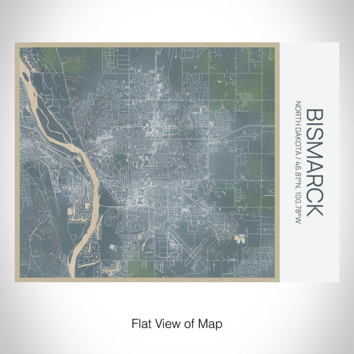 Rendered View of Bismarck North Dakota Map on 20oz Stainless Steel Insulated Bottle with Bamboo Top with printed afternoon style map