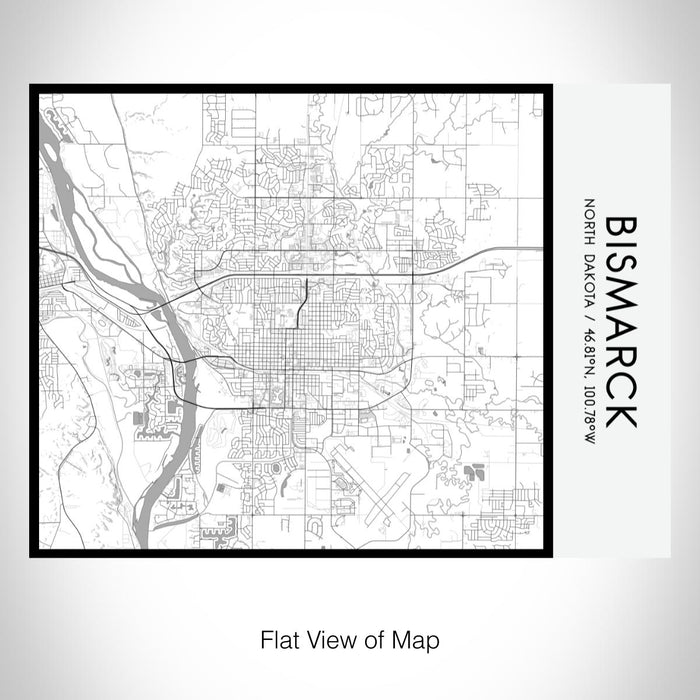 Rendered View of Bismarck North Dakota Map on 20oz Stainless Steel Insulated Bottle with Bamboo Top with printed classic style map