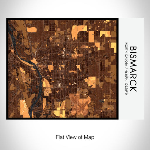 Rendered View of Bismarck North Dakota Map on 20oz Stainless Steel Insulated Bottle with Bamboo Top with printed ember style map