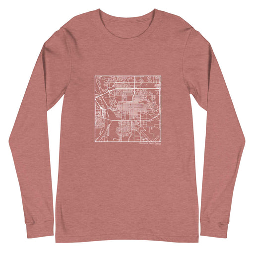 Bismarck North Dakota  Map Unisex Long-Sleeve T-shirt with City inscription in Heather Mauve