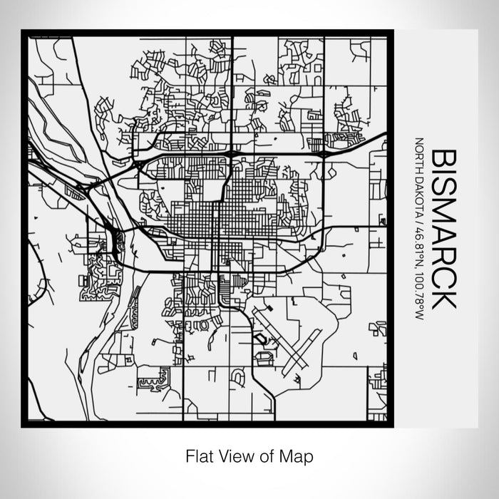 Rendered View of Bismarck North Dakota Map on 17oz Stainless Steel Insulated Tumbler in Matte White with Tactile Lines
