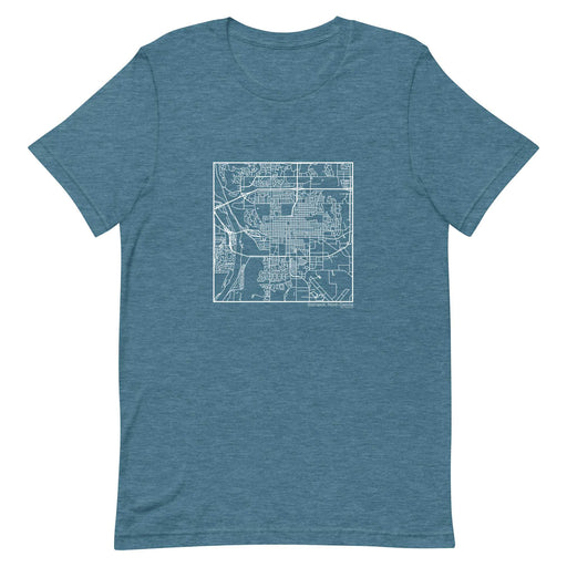 Bismarck North Dakota  Map Unisex T-Shirt with City inscription in Heather Teal