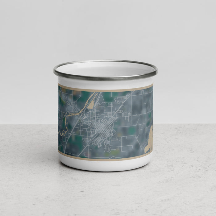 Front View Custom Blackfoot Idaho Map Enamel Mug in Afternoon