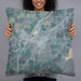 Person holding 22x22 Custom Blackfoot Idaho Map Throw Pillow in Afternoon