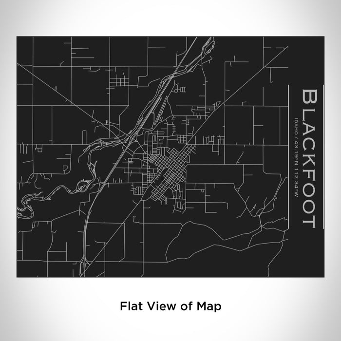 Rendered View of Blackfoot Idaho Map Engraving on 20oz Stainless Steel Insulated Bottle with Bamboo Top in Black