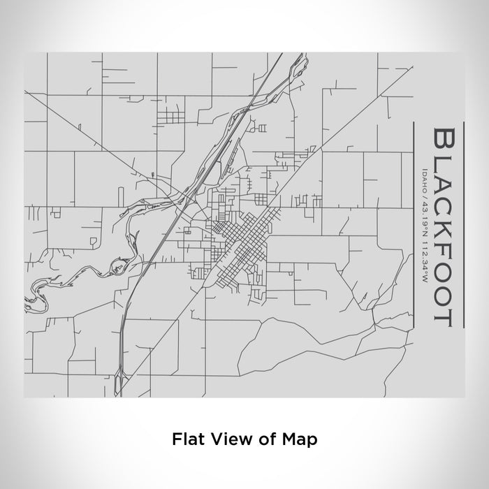 Rendered View of Blackfoot Idaho Map Engraving on 20oz Stainless Steel Insulated Bottle with Bamboo Top