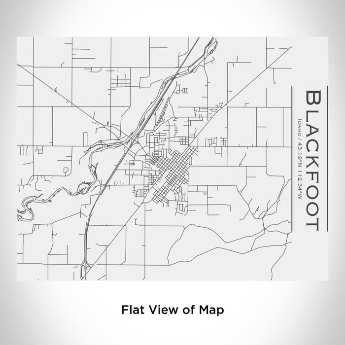 Rendered View of Blackfoot Idaho Map Engraving on 20oz Stainless Steel Insulated Bottle with Bamboo Top in White