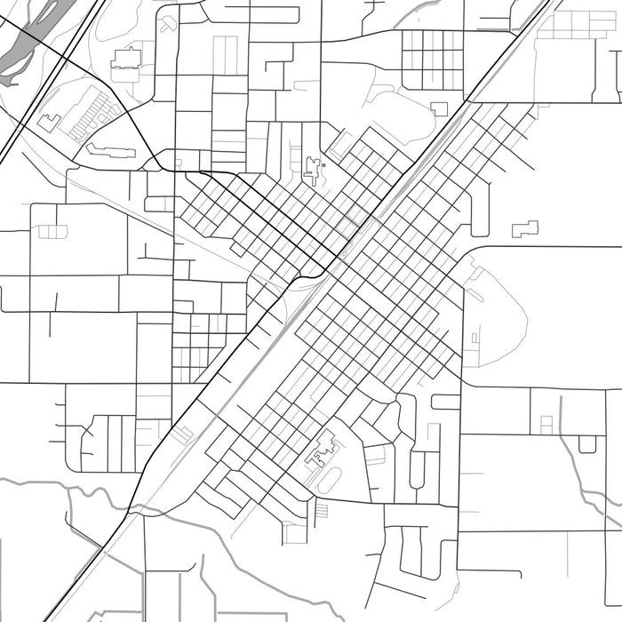 Blackfoot Idaho Map Print in Classic Style Zoomed In Close Up Showing Details