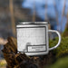 Right View Custom Blackfoot Idaho Map Enamel Mug in Classic on Grass With Trees in Background