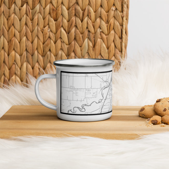 Left View Custom Blackfoot Idaho Map Enamel Mug in Classic on Table Top