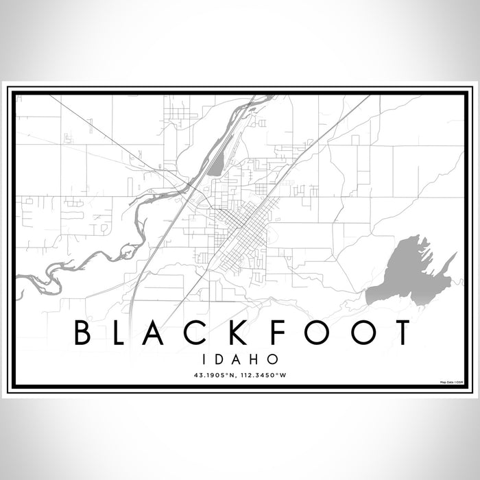 Blackfoot Idaho Map Print Landscape Orientation in Classic Style With Shaded Background