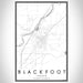 Blackfoot Idaho Map Print Portrait Orientation in Classic Style With Shaded Background