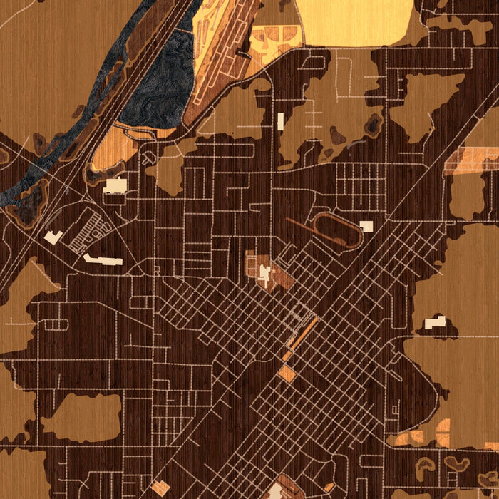 Blackfoot Idaho Map Print in Ember Style Zoomed In Close Up Showing Details