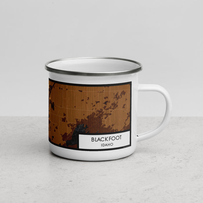 Right View Custom Blackfoot Idaho Map Enamel Mug in Ember