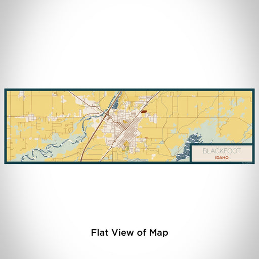 Flat View of Map Custom Blackfoot Idaho Map Enamel Mug in Woodblock