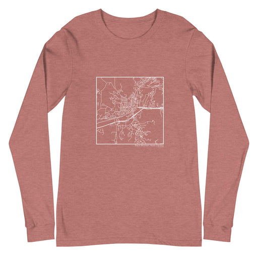 Black Mountain North Carolina Map Unisex Long-Sleeve T-shirt with City inscription in Heather Mauve