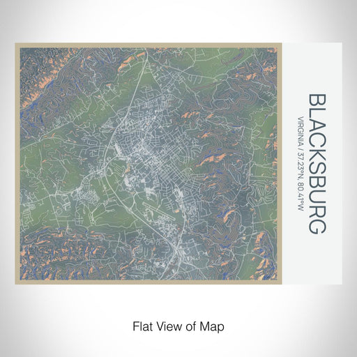 Rendered View of Blacksburg Virginia Map on 20oz Stainless Steel Insulated Bottle with Bamboo Top with printed afternoon style map