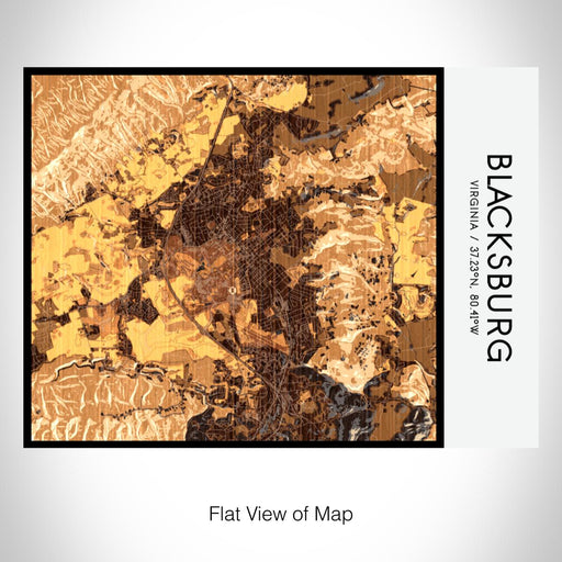 Rendered View of Blacksburg Virginia Map on 20oz Stainless Steel Insulated Bottle with Bamboo Top with printed ember style map