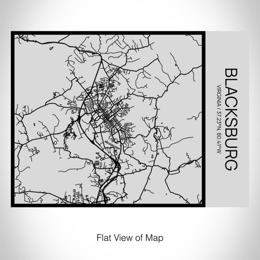 Rendered View of Blacksburg Virginia Map on 20oz Stainless Steel Insulated Bottle with Bamboo Top with printed Tactile Lines Map in Black
