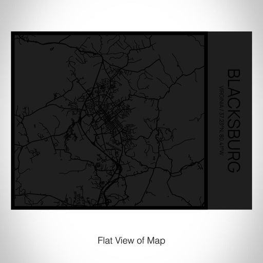 Rendered View of Blacksburg Virginia Map on 20oz Stainless Steel Insulated Bottle with Bamboo Top in Matte Black with printed Tactile Lines Map in Black