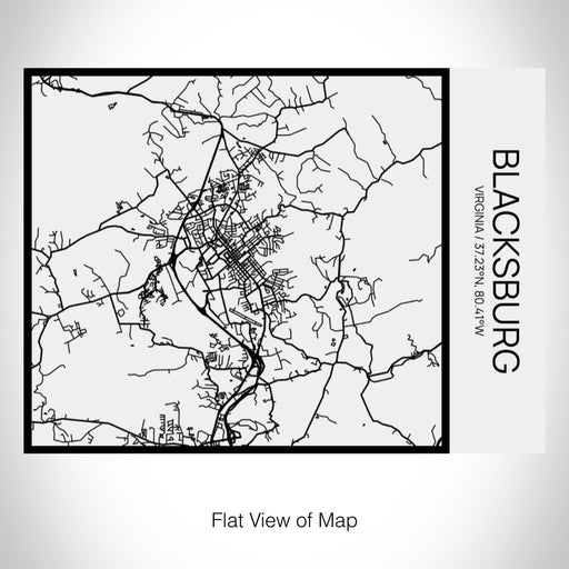 Rendered View of Blacksburg Virginia Map on 20oz Stainless Steel Insulated Bottle with Bamboo Top in Matte White with printed Tactile Lines Map in Black