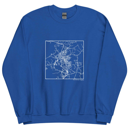 Blacksburg Virginia  Map Unisex Crewneck Sweater with City inscription in Royal Blue