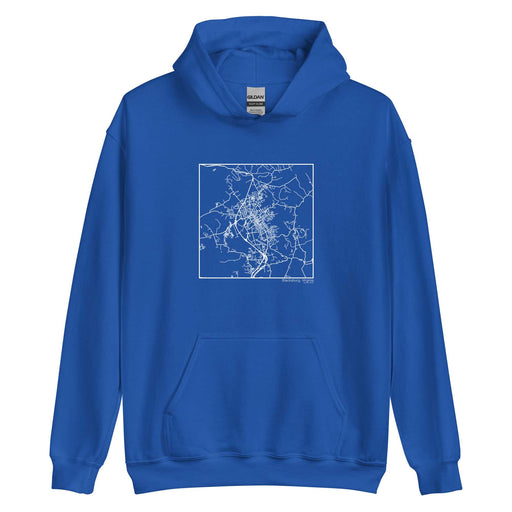 Blacksburg Virginia  Map Unisex Hoodie Sweater with City inscription in Royal Blue