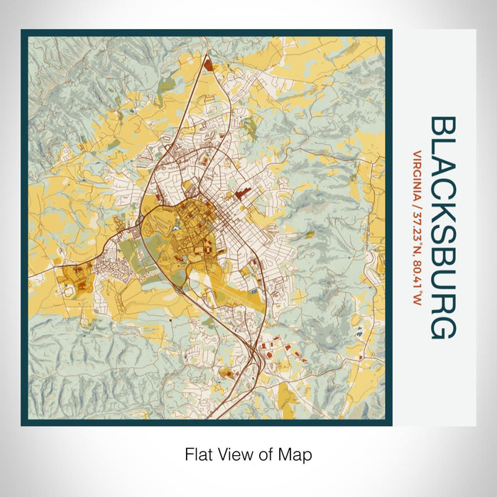 Rendered View of Blacksburg Virginia Map on 17oz Stainless Steel Insulated Tumbler in Woodblock Map Style