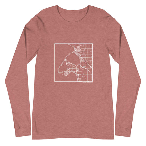 Blaine Washington  Map Unisex Long-Sleeve T-shirt with City inscription in Heather Mauve