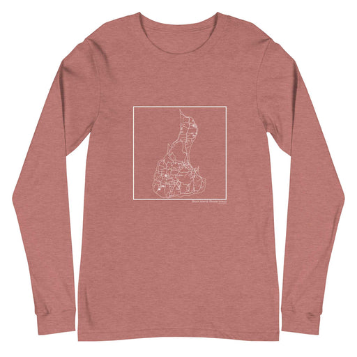 Block Island Rhode Island  Map Unisex Long-Sleeve T-shirt with City inscription in Heather Mauve