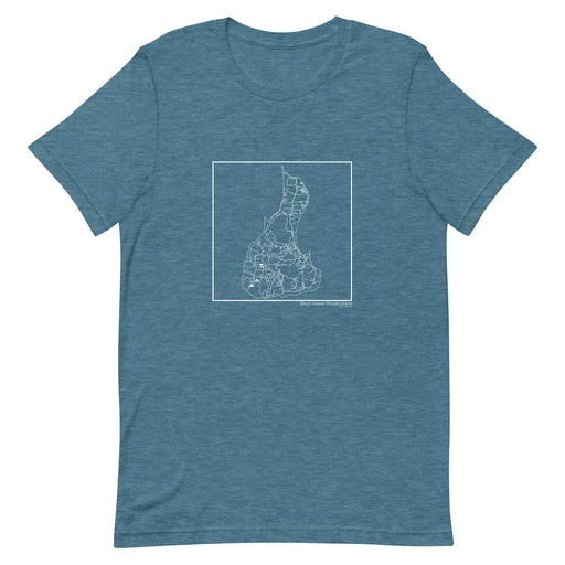 Block Island Rhode Island  Map Unisex T-Shirt with City inscription in Heather Teal