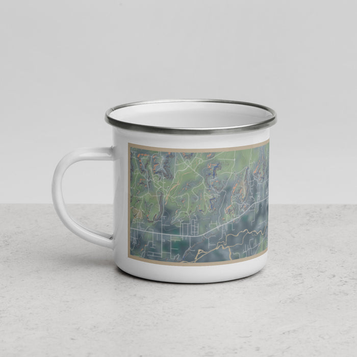 Left View Custom Bloomfield New Mexico Map Enamel Mug in Afternoon