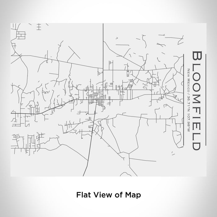 Rendered View of Bloomfield New Mexico Map Engraving on 20oz Stainless Steel Insulated Bottle with Bamboo Top in White