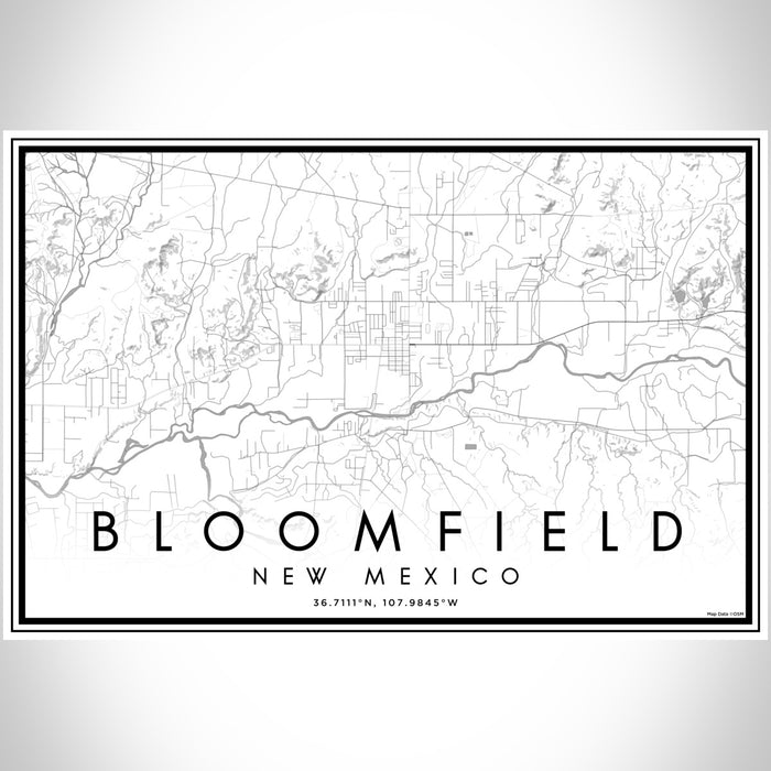 Bloomfield New Mexico Map Print Landscape Orientation in Classic Style With Shaded Background