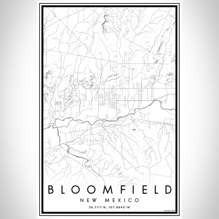 Bloomfield New Mexico Map Print Portrait Orientation in Classic Style With Shaded Background