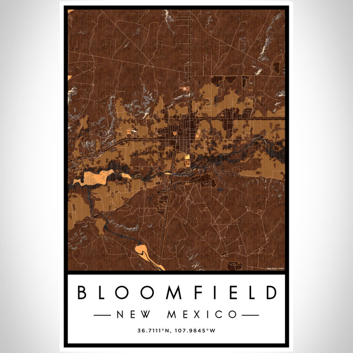 Bloomfield New Mexico Map Print Portrait Orientation in Ember Style With Shaded Background