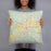 Person holding 18x18 Custom Bloomfield New Mexico Map Throw Pillow in Woodblock