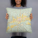 Person holding 18x18 Custom Bloomfield New Mexico Map Throw Pillow in Woodblock