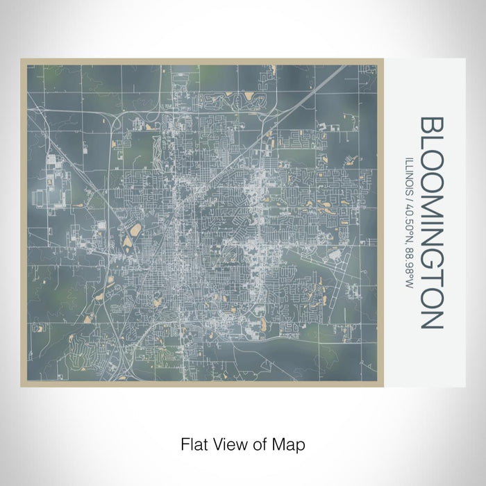 Rendered View of Bloomington Illinois Map on 20oz Stainless Steel Insulated Bottle with Bamboo Top with printed afternoon style map