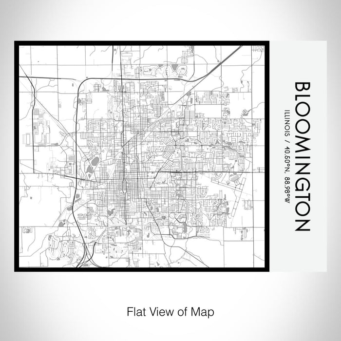 Rendered View of Bloomington Illinois Map on 20oz Stainless Steel Insulated Bottle with Bamboo Top with printed classic style map