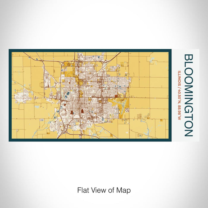 Rendered View of Bloomington Illinois Map on 17oz Stainless Steel Insulated Bottle with printed woodblock style map
