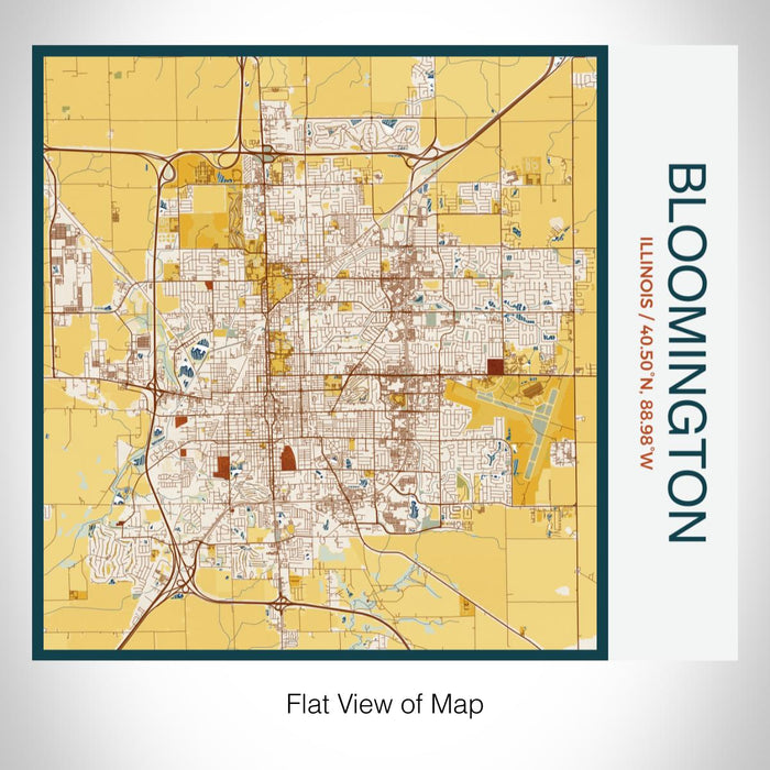 Rendered View of Bloomington Illinois Map on 17oz Stainless Steel Insulated Tumbler in Woodblock Map Style