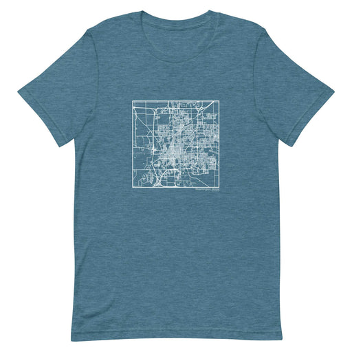 Bloomington Illinois  Map Unisex T-Shirt with City inscription in Heather Teal