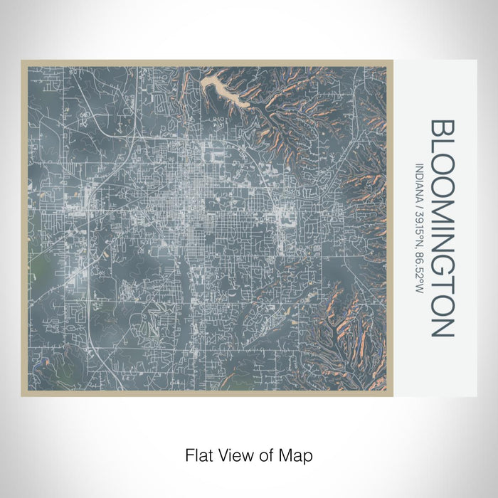 Rendered View of Bloomington Indiana Map on 20oz Stainless Steel Insulated Bottle with Bamboo Top with printed afternoon style map