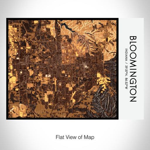 Rendered View of Bloomington Indiana Map on 20oz Stainless Steel Insulated Bottle with Bamboo Top with printed ember style map