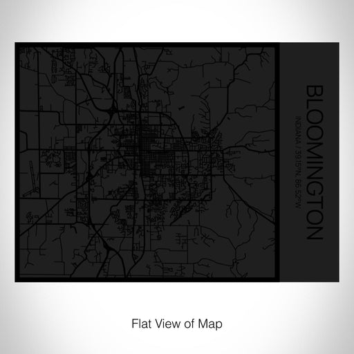 Rendered View of Bloomington Indiana Map on 20oz Stainless Steel Insulated Bottle with Bamboo Top in Matte Black with printed Tactile Lines Map in Black