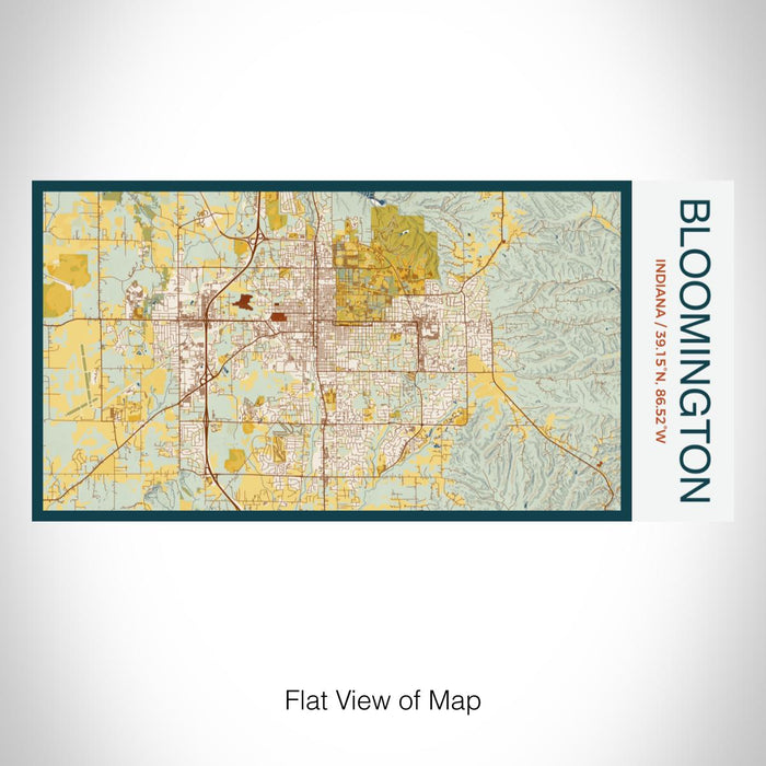 Rendered View of Bloomington Indiana Map on 17oz Stainless Steel Insulated Bottle with printed woodblock style map
