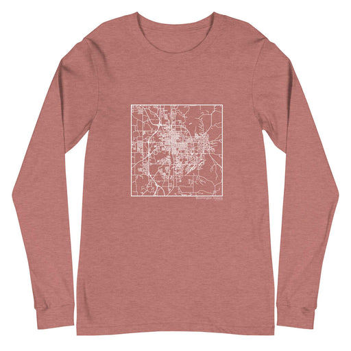 Bloomington Indiana  Map Unisex Long-Sleeve T-shirt with City inscription in Heather Mauve